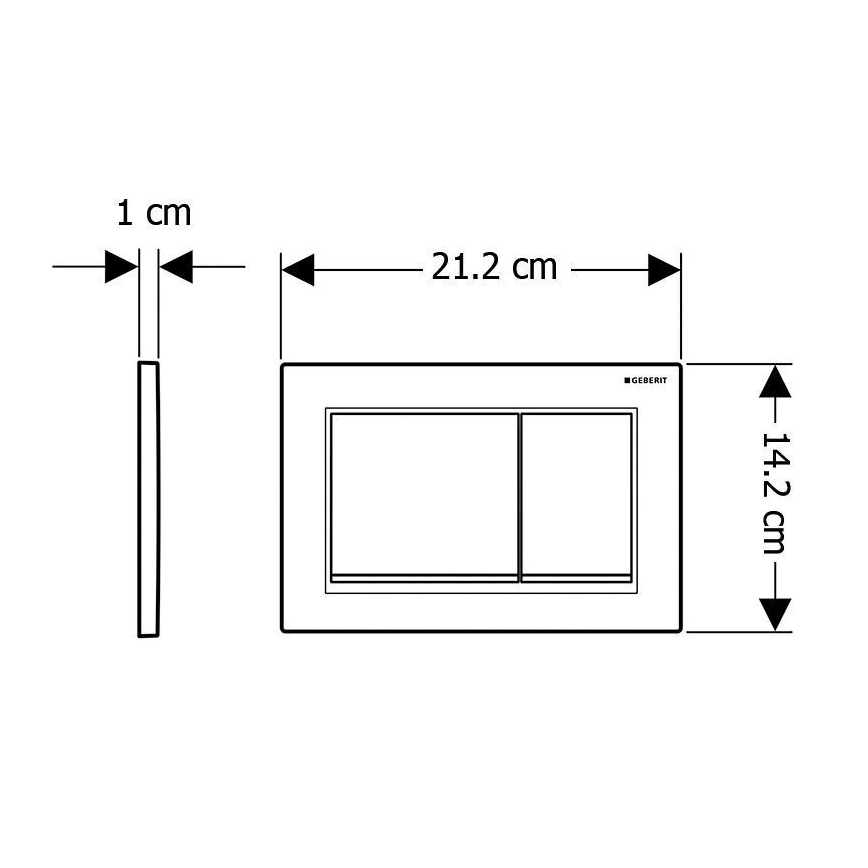 Geberit 115.080.KM.1 - Botão de descarga Omega30 21,2x14,2 cm preto/cromado brilhante