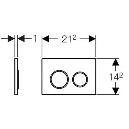 Geberit 115.085.KM.1 - Botão de descarga Omega20 21,2x14,2 cm preto/cromado brilhante