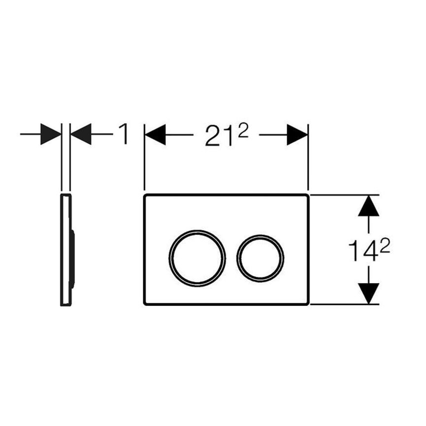 Geberit 115.085.KM.1 - Botão de descarga Omega20 21,2x14,2 cm preto/cromado brilhante