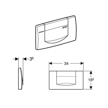 Geberit 115.222.11.1 - Botão de descarga 200F 34x18,5 branco alpino