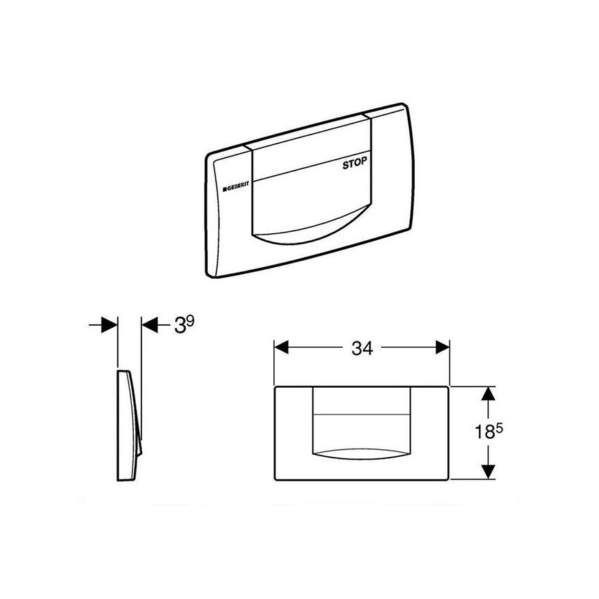 Geberit 115.222.11.1 - Botão de descarga 200F 34x18,5 branco alpino