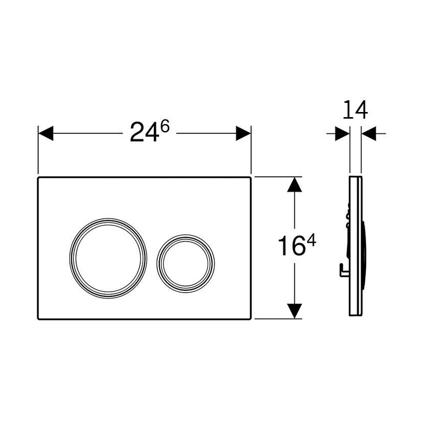 Geberit 115.884.SI.1 - Botão de descarga Sigma50 24,6 x 16,4 cm branco/cromado brilhante