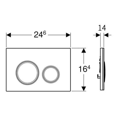 Geberit 115.884.SJ.1 - Botão de descarga Sigma50 24,6x16,4 cm preto/cromado brilhante