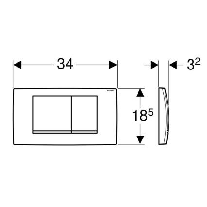 Geberit 115.899.KJ.1 - Botão de descarga Twinline30 34x18,5 cm branco/cromado brilhante