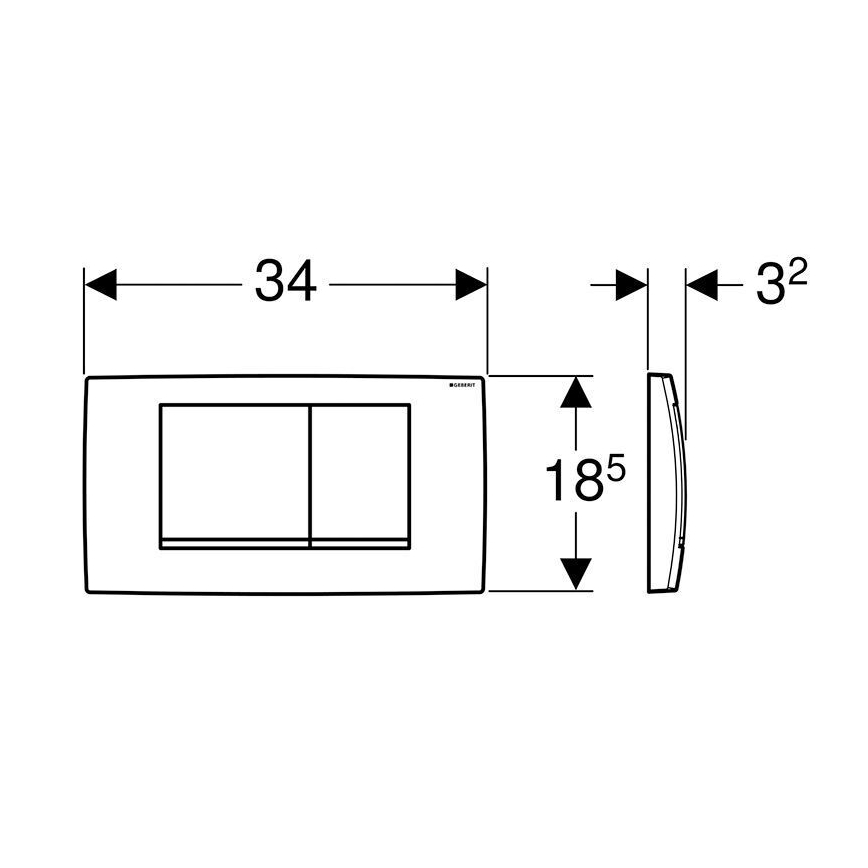 Geberit 115.899.KJ.1 - Botão de descarga Twinline30 34x18,5 cm branco/cromado brilhante