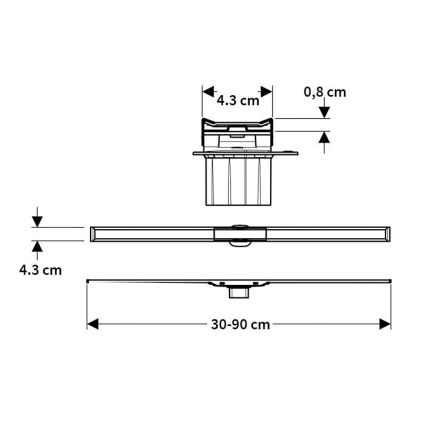 Geberit 154.451.KS.1 - Ralo linear CleanLine 130x4,3 cm em aço inoxidável