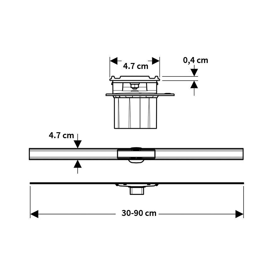 Geberit 154.458.00.1 - Ralo linear CleanLine 90x4,7 cm em aço inoxidável