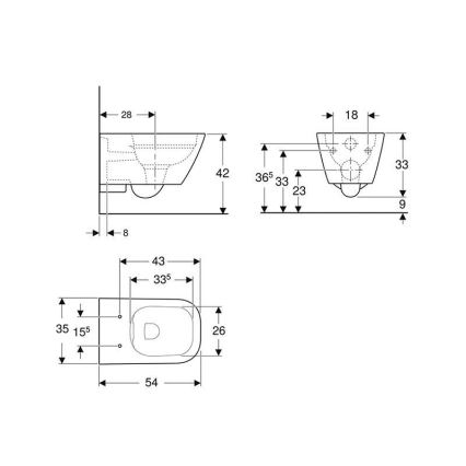 Geberit 500.208.01.1 - Sanita suspensa Rimfree Smyle Square cerâmica/branco