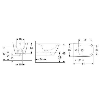Geberit 500.209.01.1 - Bidé suspenso Smyle Square cerâmica/branco
