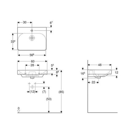 Geberit 500.229.01.1 - Lavatório suspenso Smyle Square 60x48 cm cerâmica/branco