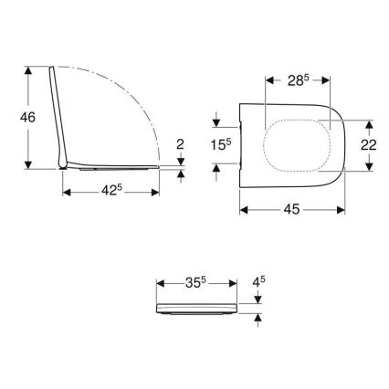 Geberit 500.238.01.1 - Assento de sanita Smyle Square em duroplástico, branco
