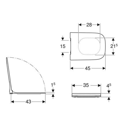 Geberit 500.239.01.1 - Assento de sanita Smyle Square duroplástico/branco