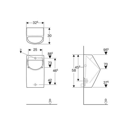 Geberit 500.254.01.1 - Mictório Smyle, com ligação traseira para água e esgoto, cerâmica/branco