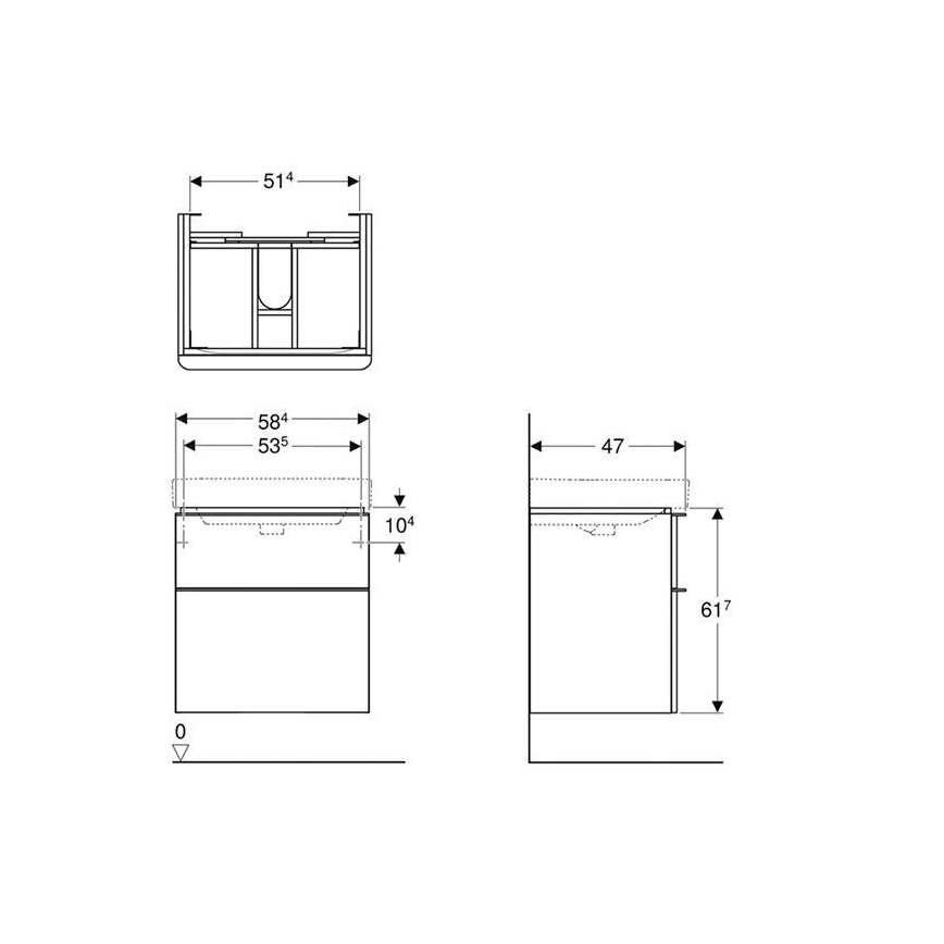 Geberit 500.352.00.1 - Móvel para lavatório Smyle Square 59x62x47 cm branco
