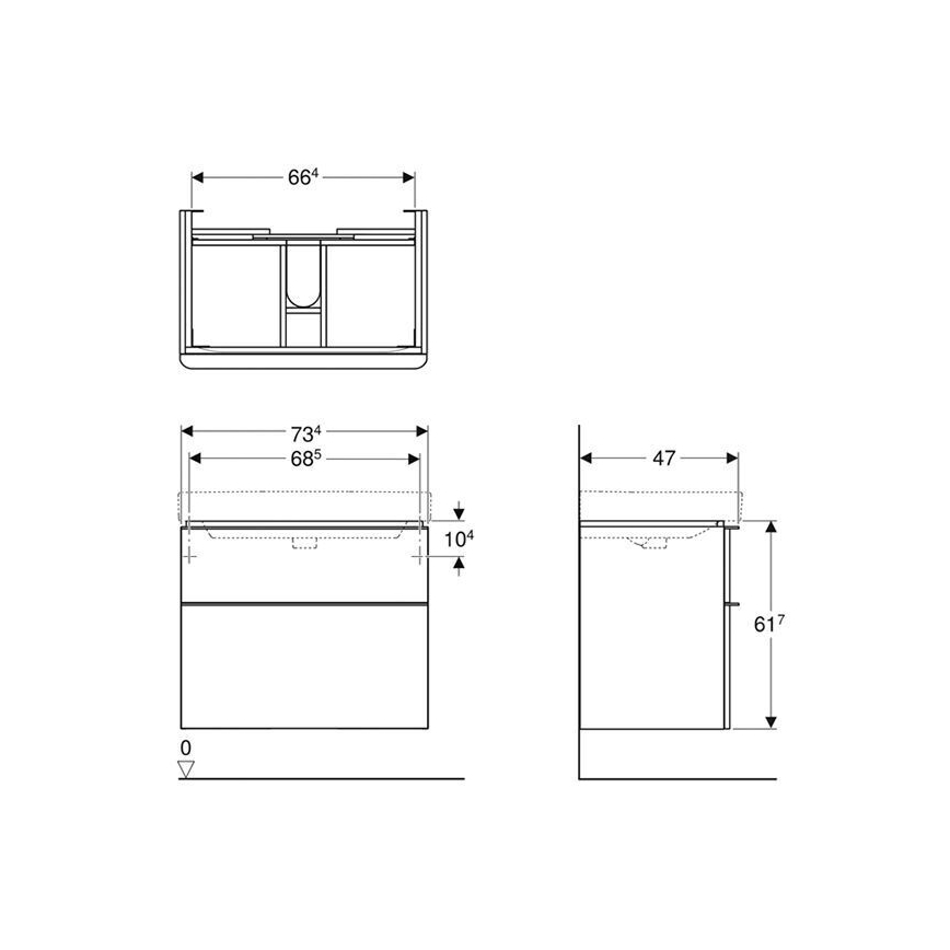 Geberit 500.353.00.1 - Móvel de lavatório Smyle Square 61,7 x 73,4 cm branco