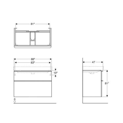 Geberit 500.354.00.1 - Móvel para lavatório Smyle Square 61,7x88,4 cm branco