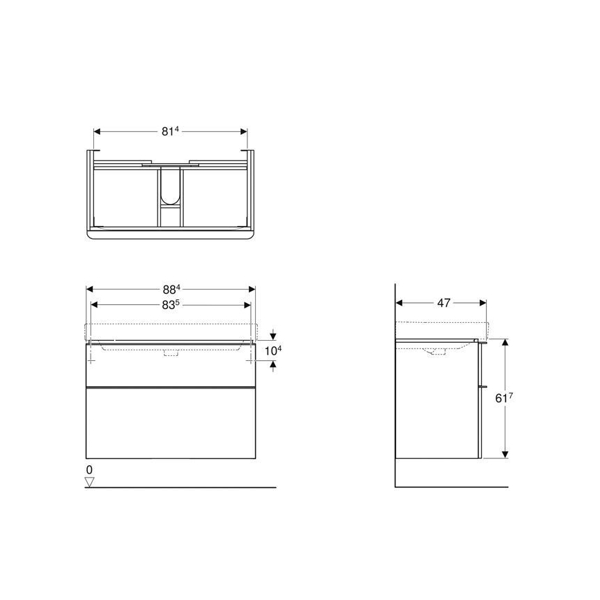 Geberit 500.354.00.1 - Móvel para lavatório Smyle Square 61,7x88,4 cm branco