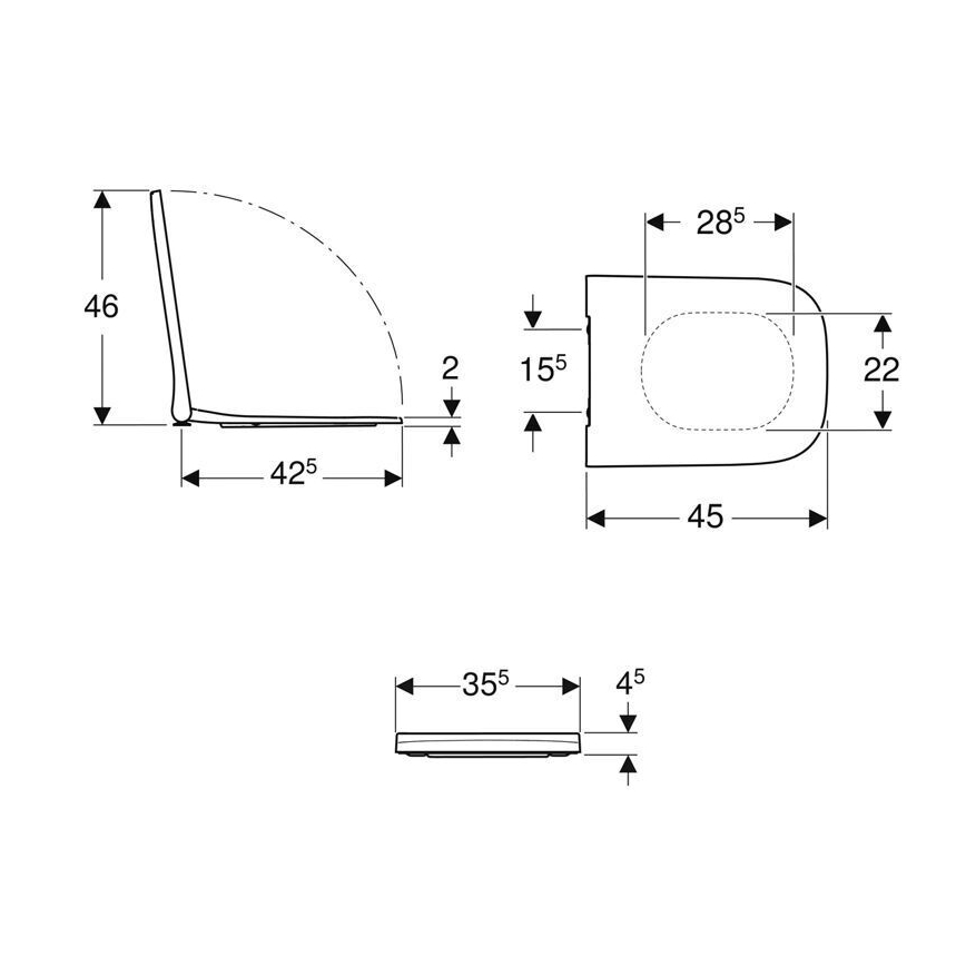 Geberit 500.687.01.1 - Assento de sanita SoftClose Smyle Square duroplástico/branco