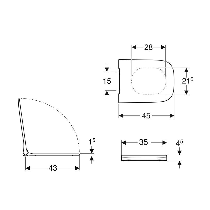 Geberit 500.688.01.1 - Assento para sanita SoftClose Smyle Square duroplástico/branco