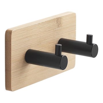 Gedy - Cabide de parede autoadesivo  para toalhas HIMALAYA preto/bambu
