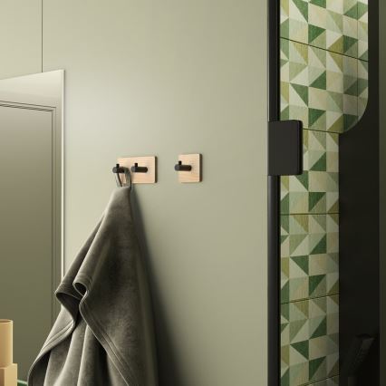 Gedy - Cabide de parede autoadesivo  para toalhas HIMALAYA preto/bambu