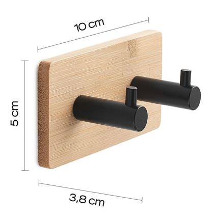 Gedy - Cabide de parede autoadesivo  para toalhas HIMALAYA preto/bambu