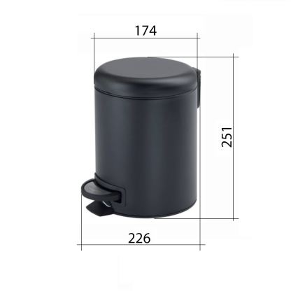 Gedy - Cesto de lixo POTTY 3 l, fecho amortecido, preto fosco