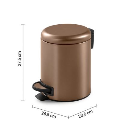 Gedy - Cesto do lixo POTTY 5 l com fecho amortecido, bronze