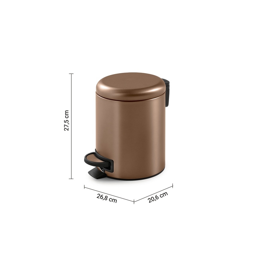 Gedy - Cesto do lixo POTTY 5 l com fecho amortecido, bronze