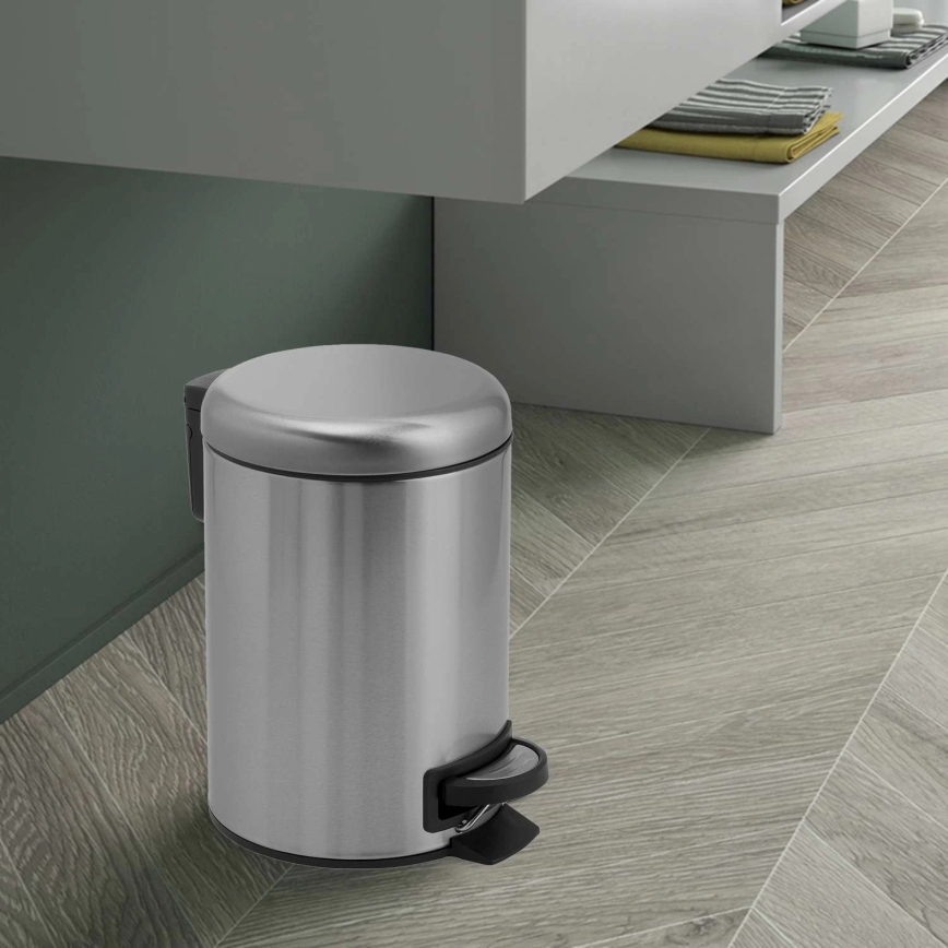 Gedy - Cesto do lixo POTTY 5 l com fecho suave em aço inox escovado