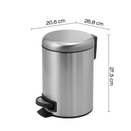 Gedy - Cesto do lixo POTTY 5 l com fecho suave em aço inox escovado