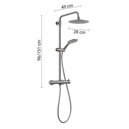 Gedy - Conjunto de duche com misturador STAR PLUS cinzento metálico