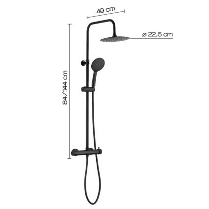 Gedy - Conjunto de duche com misturador STAR PLUS preto mate