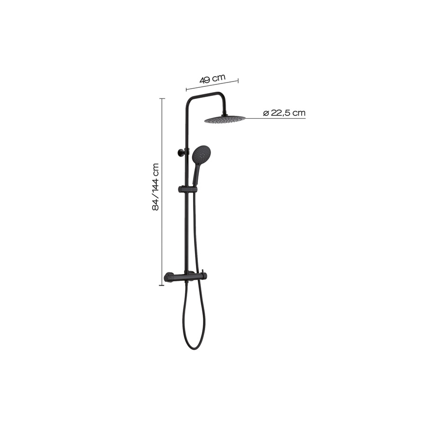 Gedy - Conjunto de duche com misturador STAR PLUS preto mate