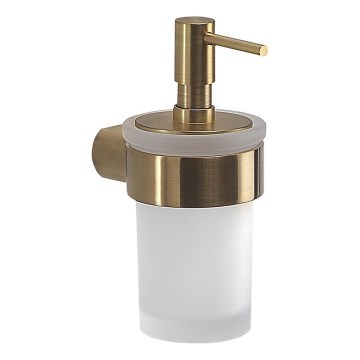 Gedy - Dispensador de sabão de parede PIRENEI 110 ml vidro leitoso/dourado mate