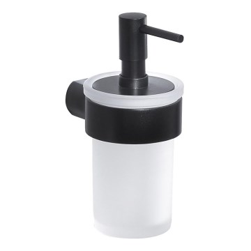 Gedy - Dispensador de sabão de parede PIRENEI 110 ml vidro leitoso/preto mate