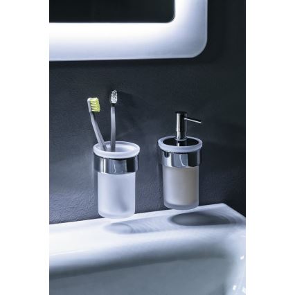 Gedy - Distribuidor de sabão para parede PIRENEI 110 mm leitoso copo/cromado brilhante