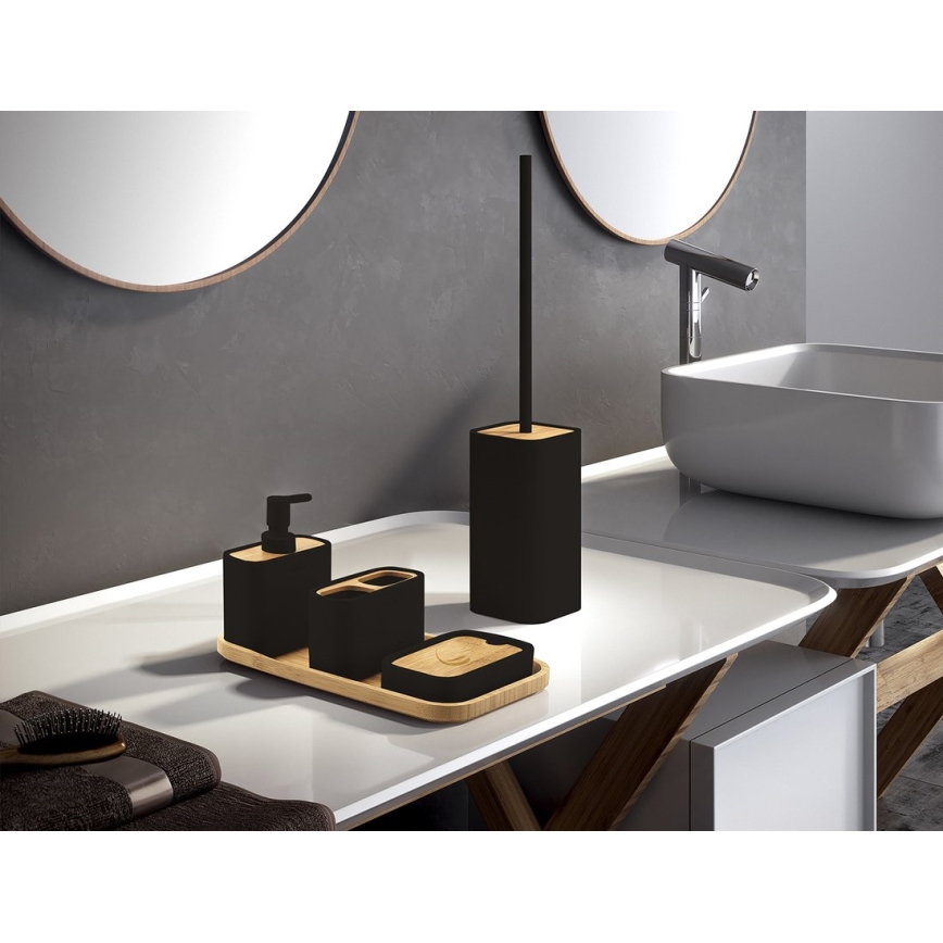 Gedy - Escova de sanita independente NINFEA preto/bambu