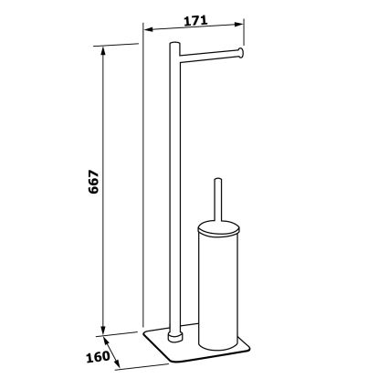 Gedy - Escova de WC de pé com suporte para papel higiénico FLORI, cromado brilhante