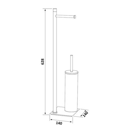 Gedy - Escova de WC de pé com suporte para rolo de papel higiénico TRILLY, cromo brilhante