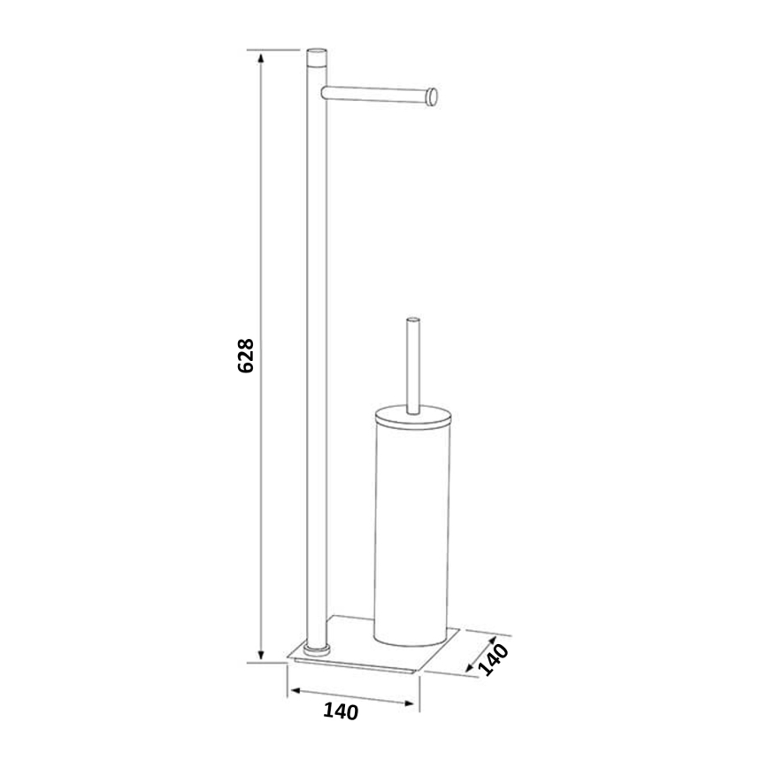 Gedy - Escova de WC de pé com suporte para rolo de papel higiénico TRILLY, cromo brilhante