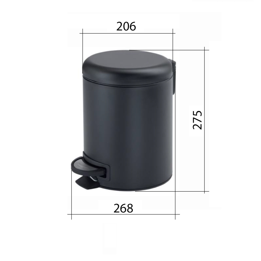 Gedy - Lixeira POTTY 5 l com fecho suave, preto fosco