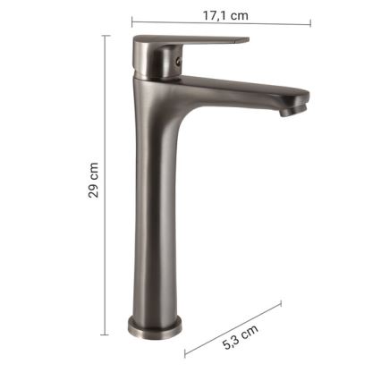 Gedy - Misturador de lavatório COMO 29 cm cinzento metálico