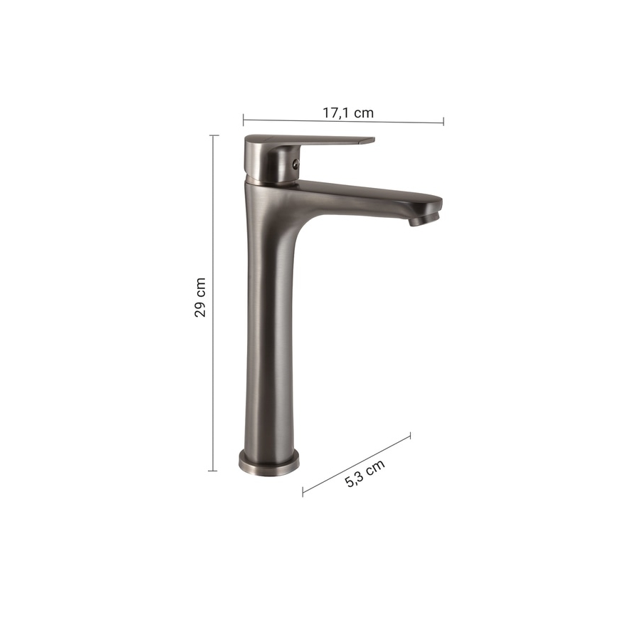 Gedy - Misturador de lavatório COMO 29 cm cinzento metálico