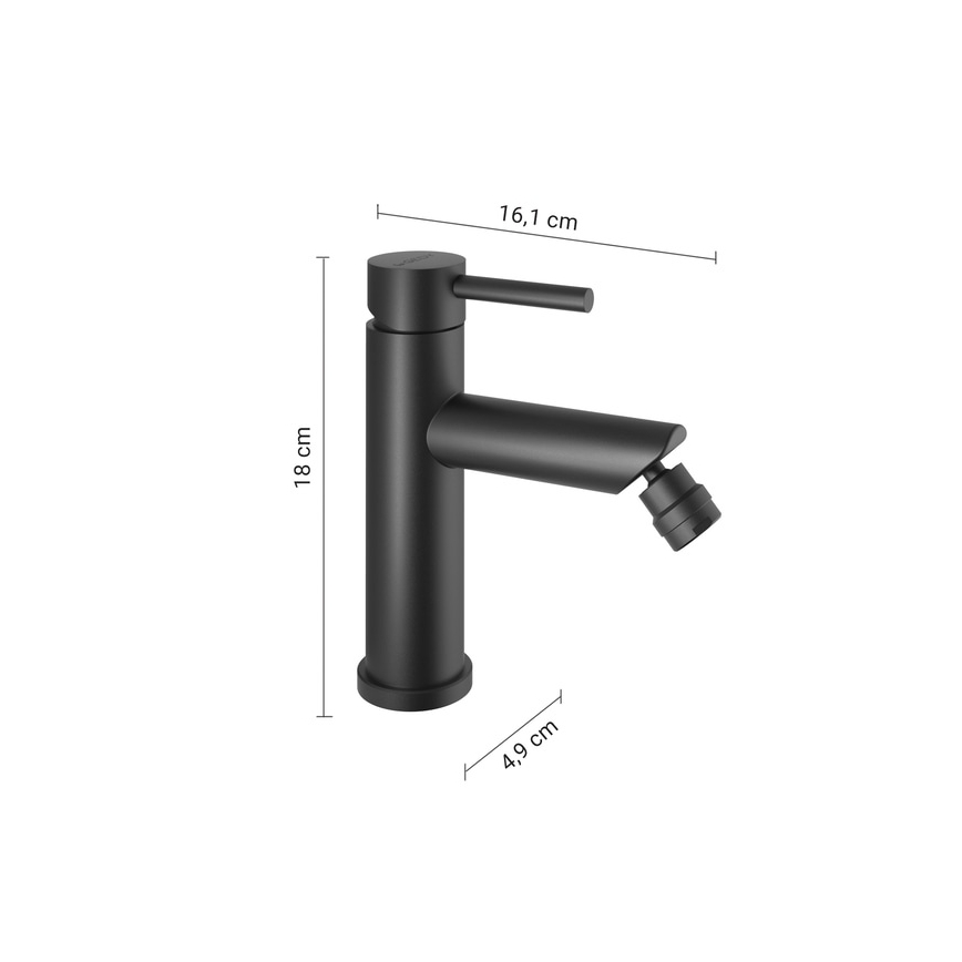 Gedy - Misturador para bidé COMO 18 cm, acabamento preto mate