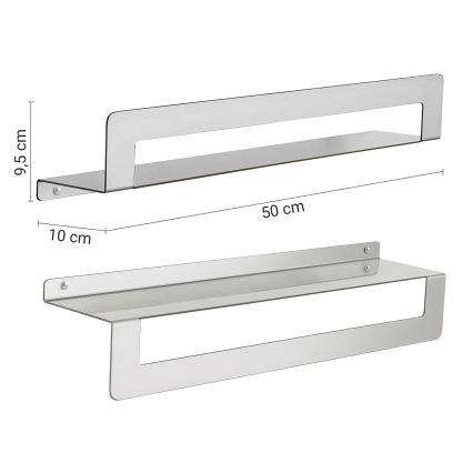 Gedy - Prateleira com barra para toalhas CLEO 50 cm, acabamento em aço inox fosco