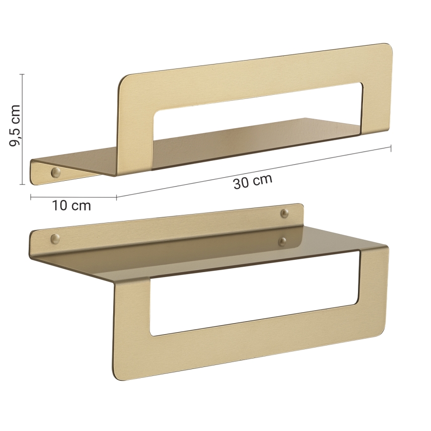 Gedy - Prateleira com Suporte para Toalhas CLEO 30 cm Dourado Fosco
