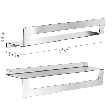 Gedy - Prateleira com suporte para toalhas CLEO 50 cm inox brilhante