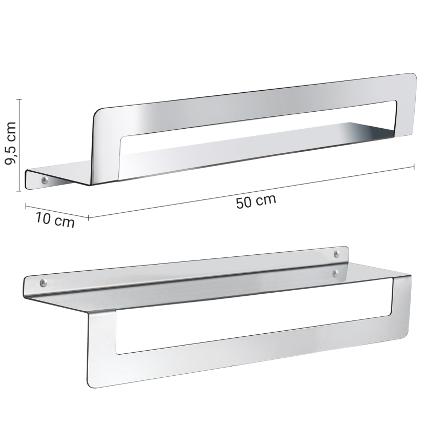 Gedy - Prateleira com suporte para toalhas CLEO 50 cm inox brilhante