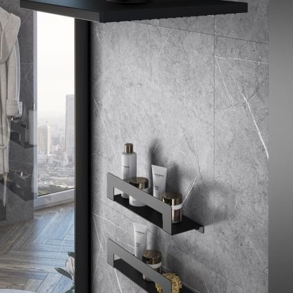 Gedy - Prateleira com suporte para toalhas CLEO 50 cm, preto mate